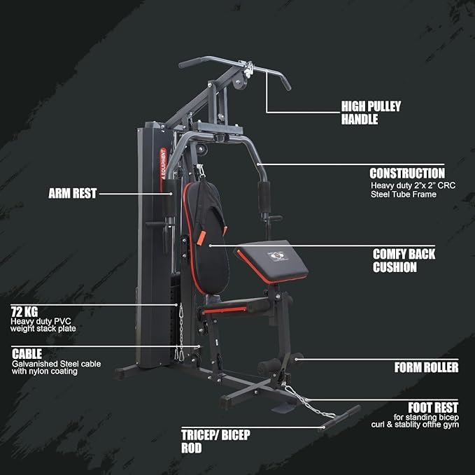 gym24 equipments multi function 25 in 1 home gym machine with 72kg weight stack, adjustable settings, and ergonomic features for full body workouts