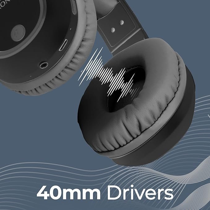 zebronics thunder bluetooth 5.3 wireless headphones with 60h backup, gaming mode, dual pairing, enc, aux, micro sd, voice assistant, comfortable earcups, call function(black)