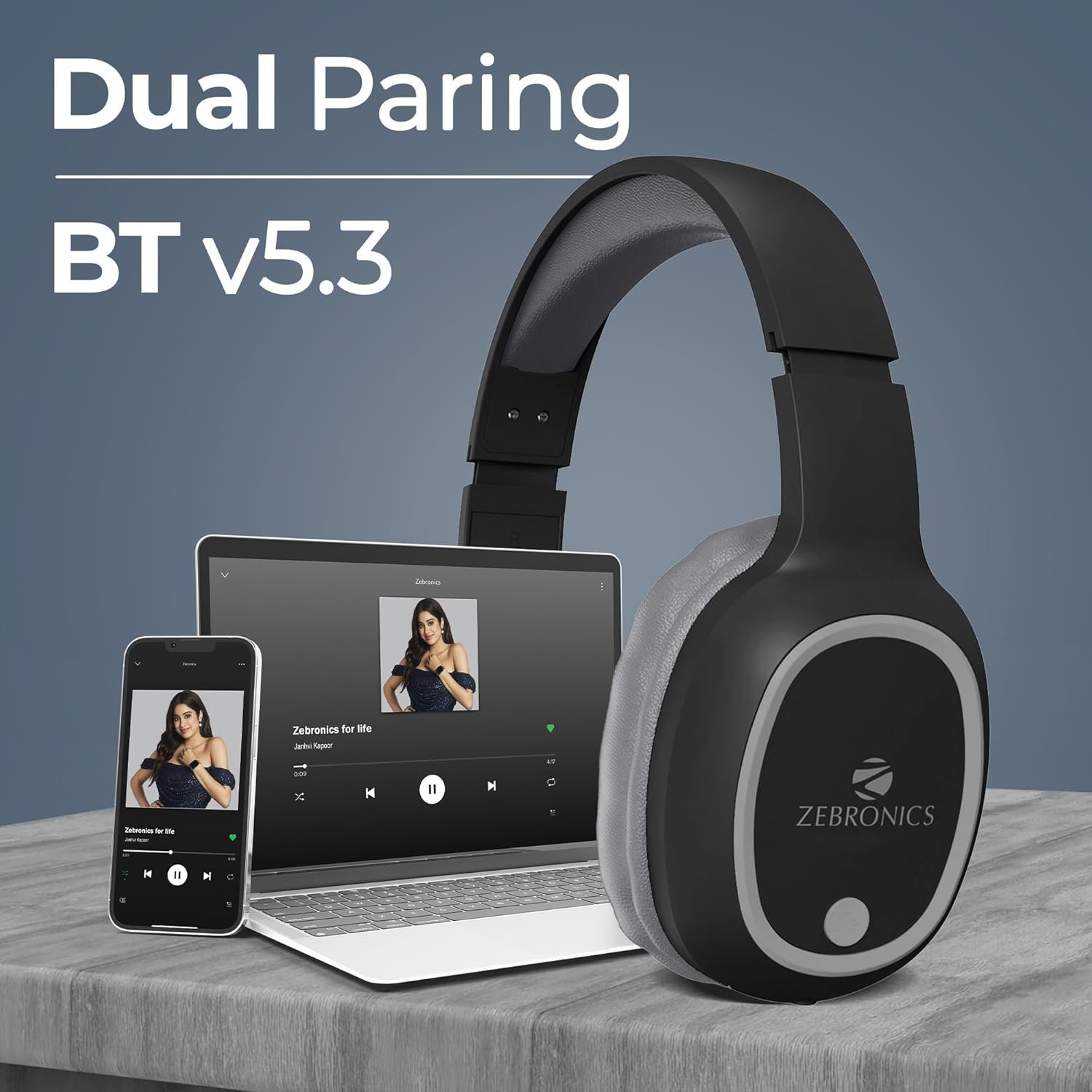 zebronics thunder bluetooth 5.3 wireless headphones with 60h backup, gaming mode, dual pairing, enc, aux, micro sd, voice assistant, comfortable earcups, call function(black) zebronics thunder bluetooth 5.3 wireless headphones with 60h backup, gaming mode, dual pairing, enc, aux, micro sd, voice assistant, comfortable earcups, call function(black)