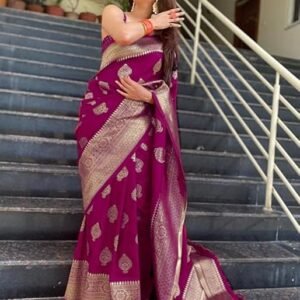 c j enterprise women's kanjivaram art silk saree soft banarasi style sari with blouse piece for wedding